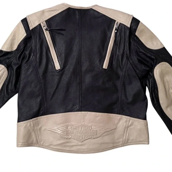 Harley Davidson Women's Cream White & Black Leather Jacket 97002-14W Size Large - Picture 7 of 13